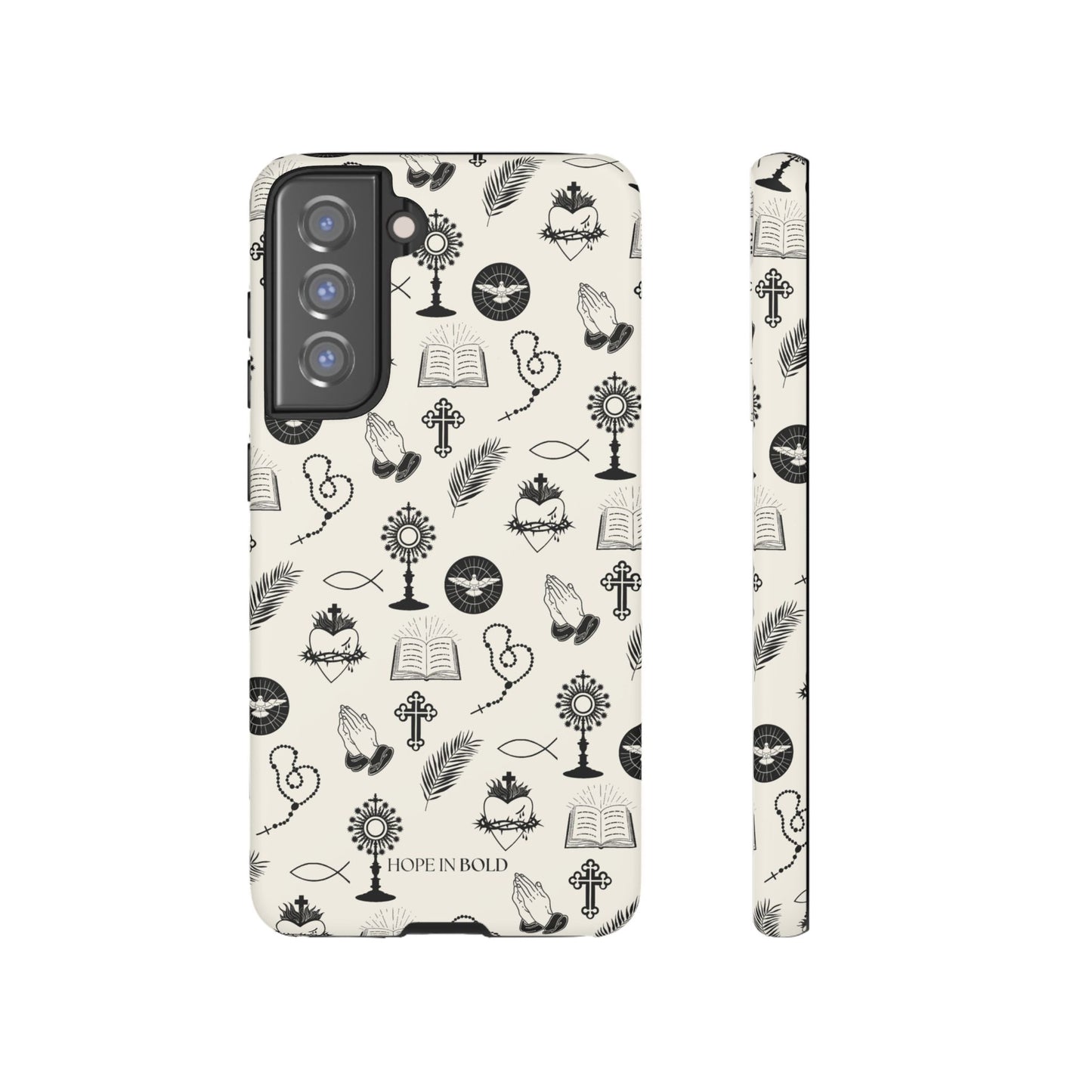 Catholic Toile Phone Case in Ecru/Black