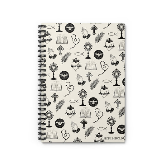 Catholic Toile Spiral Notebook in Ecru/Black