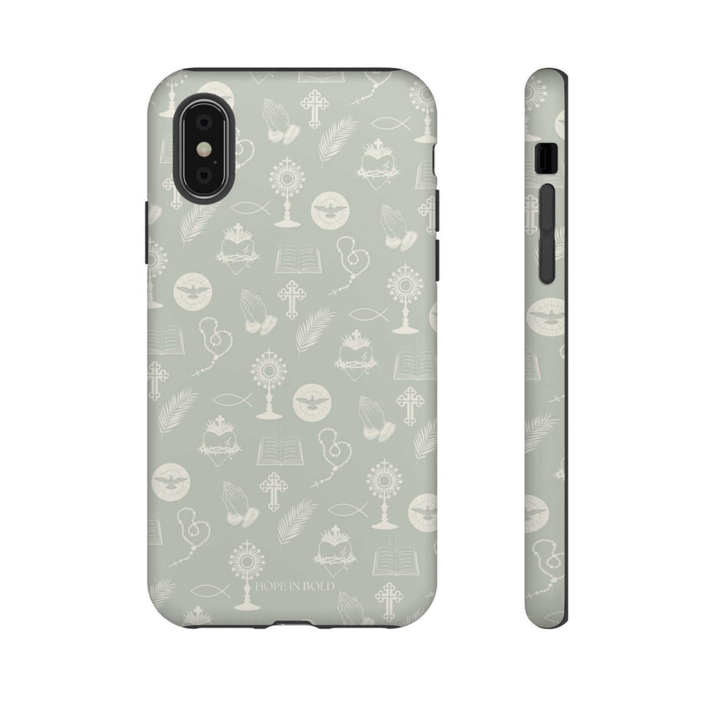 Catholic Toile Phone Case in Sage/Ecru