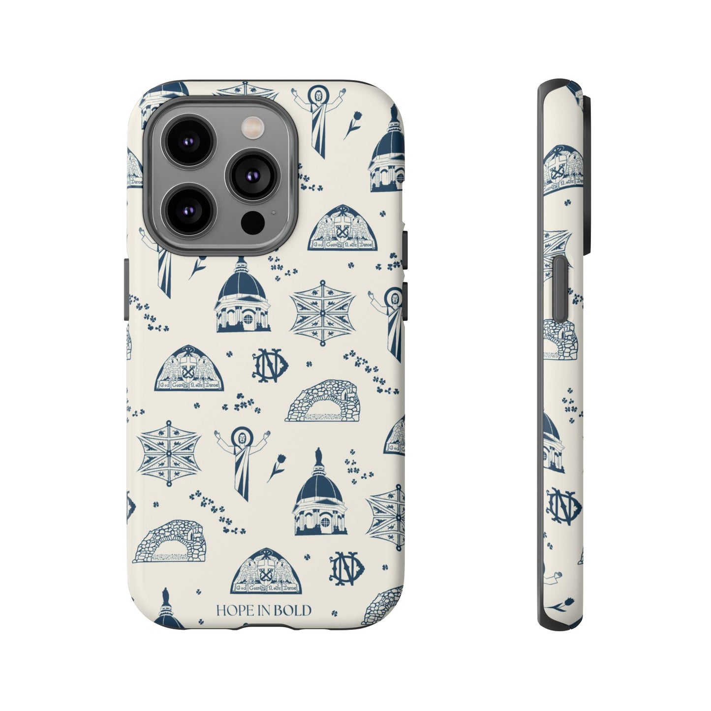 South Bend Toile Phone Case in Ecru/Navy