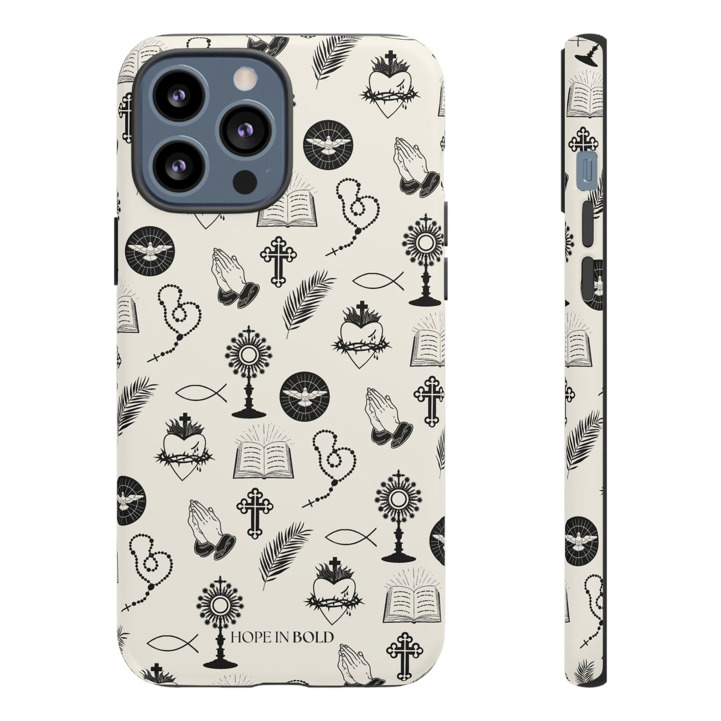 Catholic Toile Phone Case in Ecru/Black