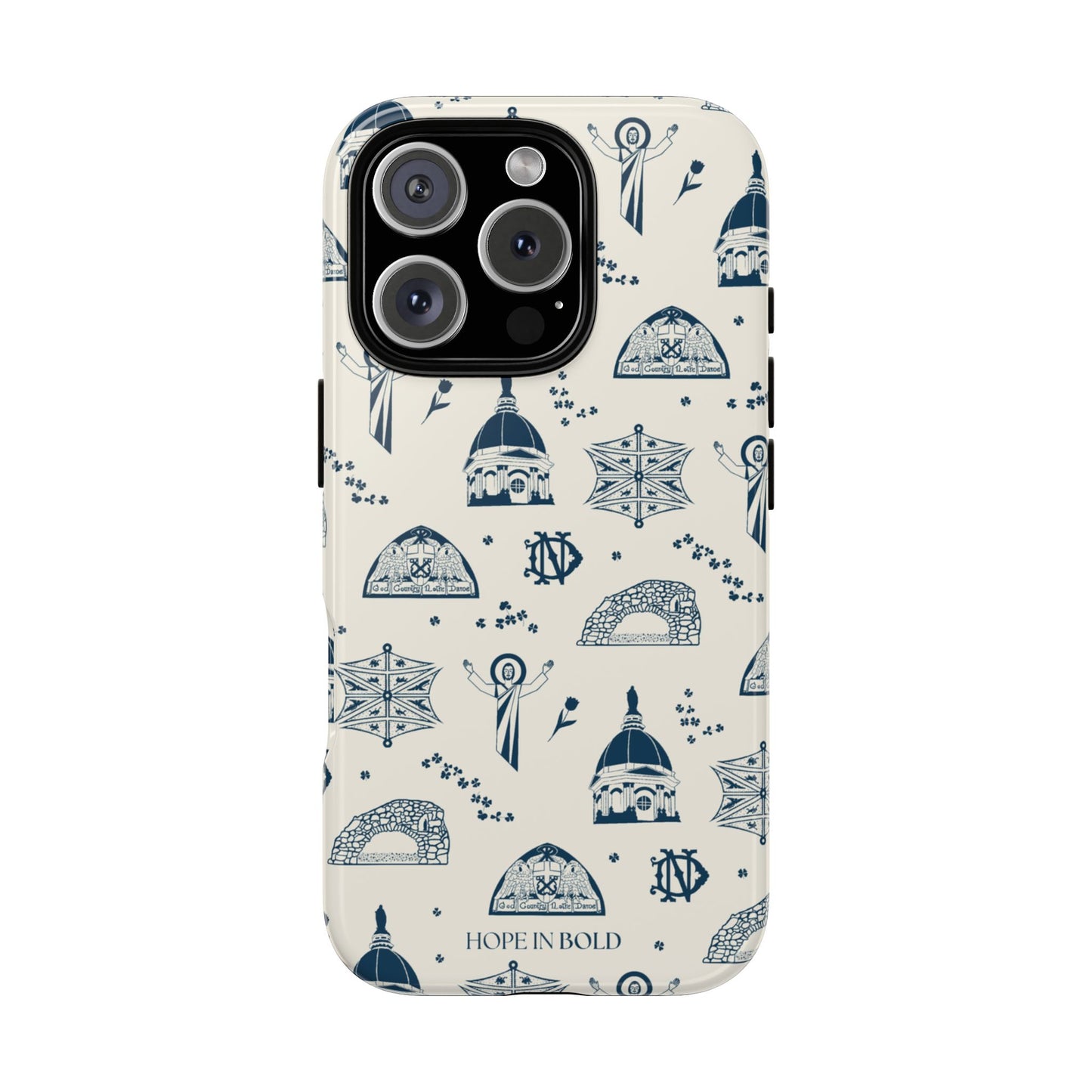 South Bend Toile Phone Case in Ecru/Navy