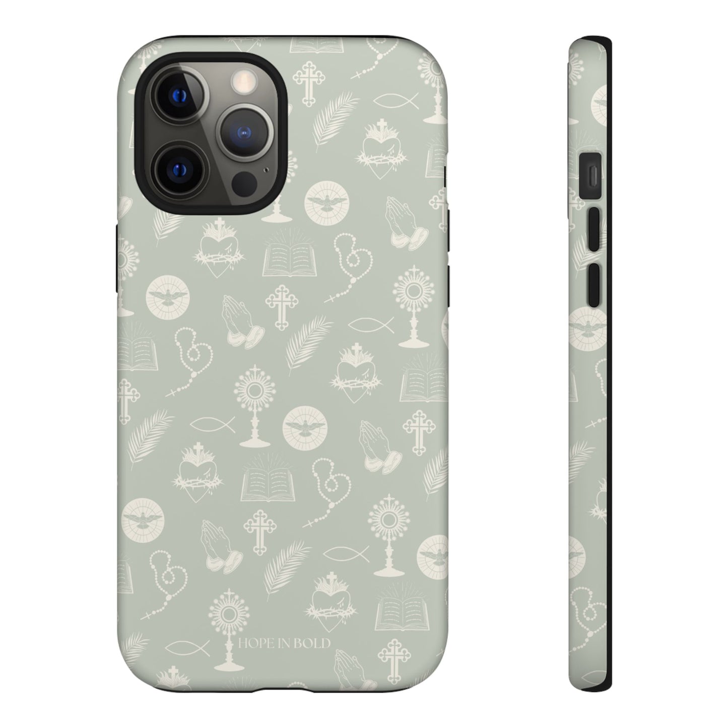 Catholic Toile Phone Case in Sage/Ecru