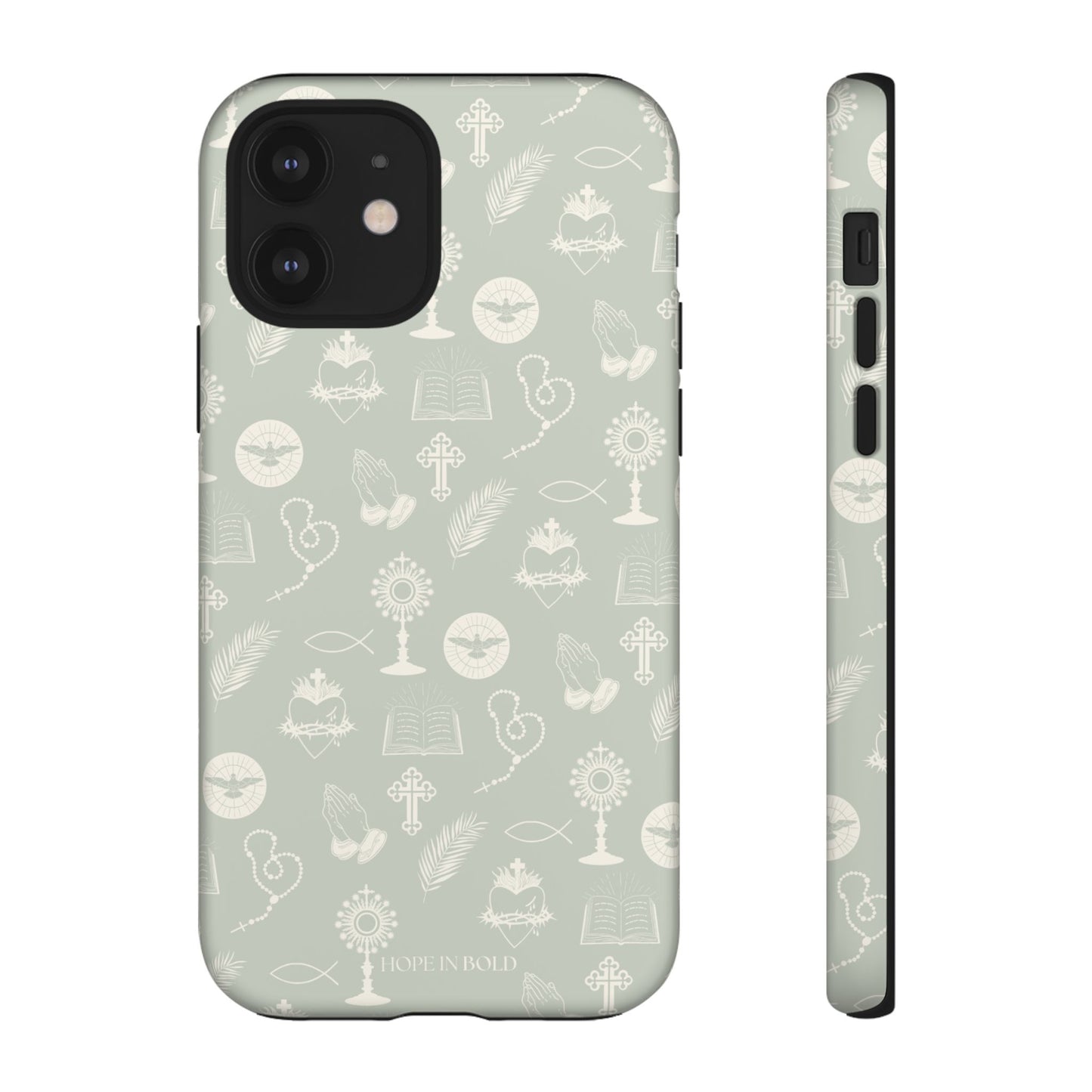 Catholic Toile Phone Case in Sage/Ecru