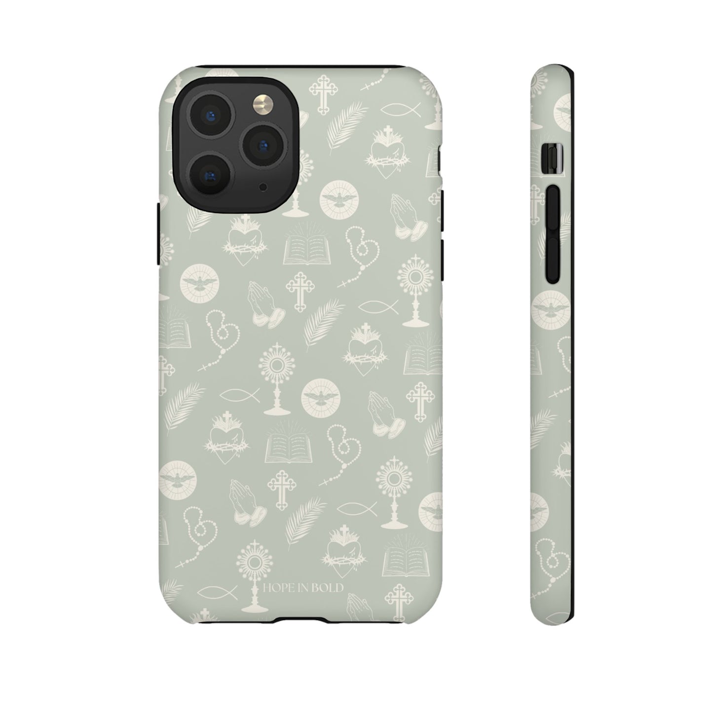 Catholic Toile Phone Case in Sage/Ecru