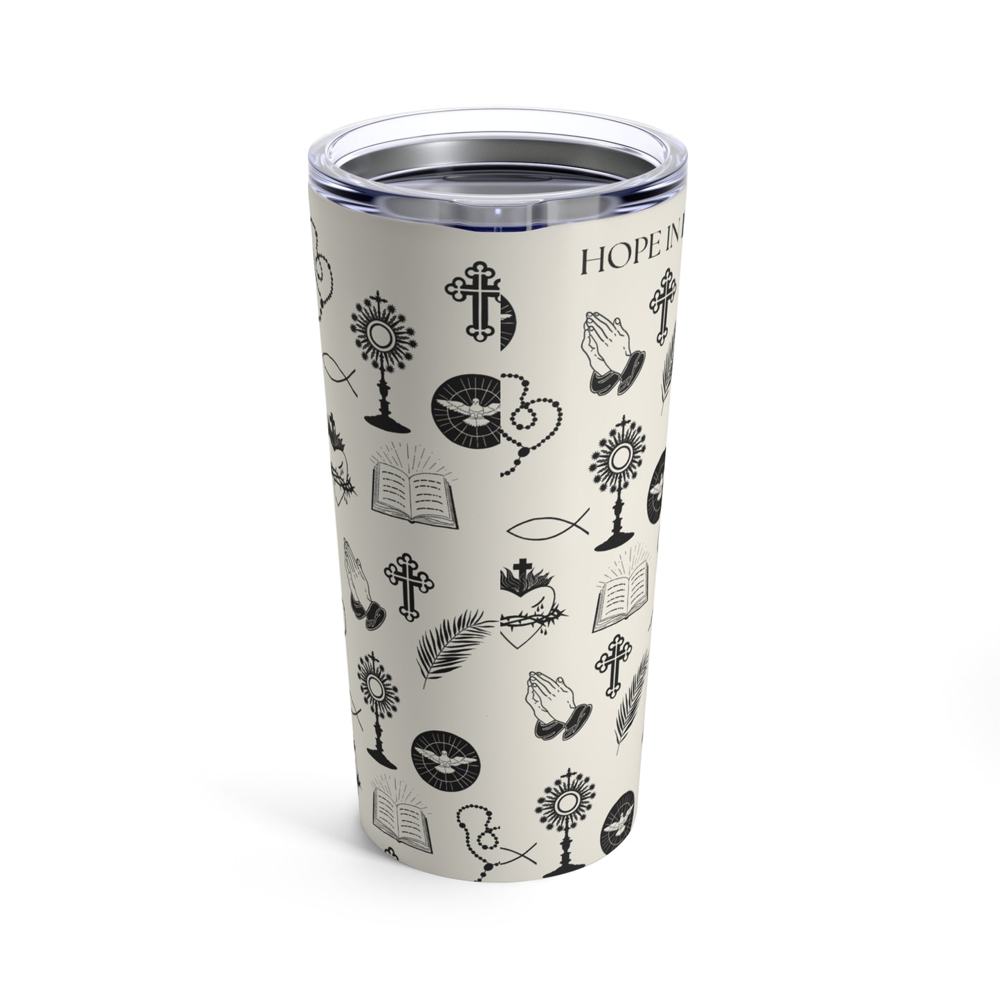 Catholic Toile Tumbler in Ecru/Black