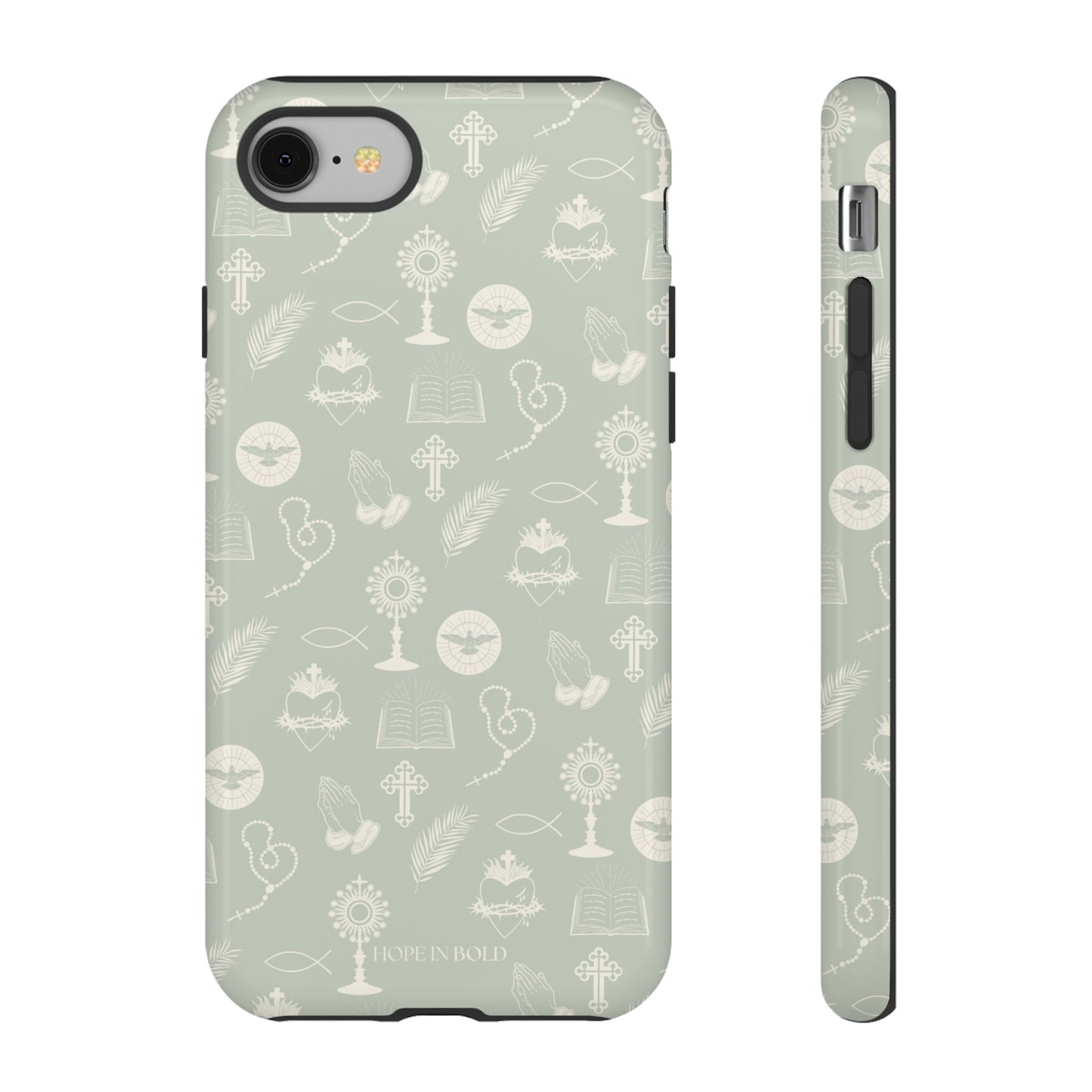 Catholic Toile Phone Case in Sage/Ecru