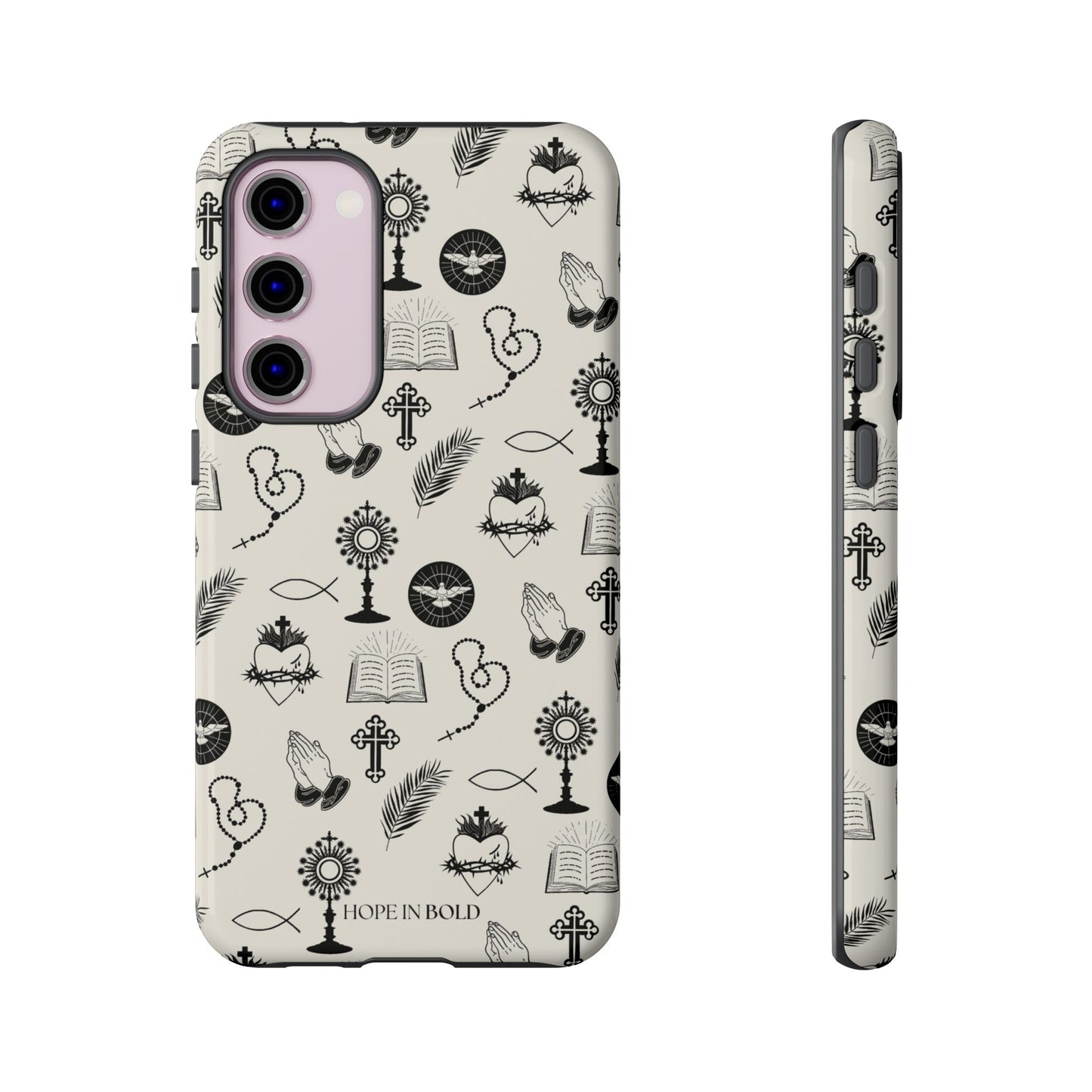 Catholic Toile Phone Case in Ecru/Black