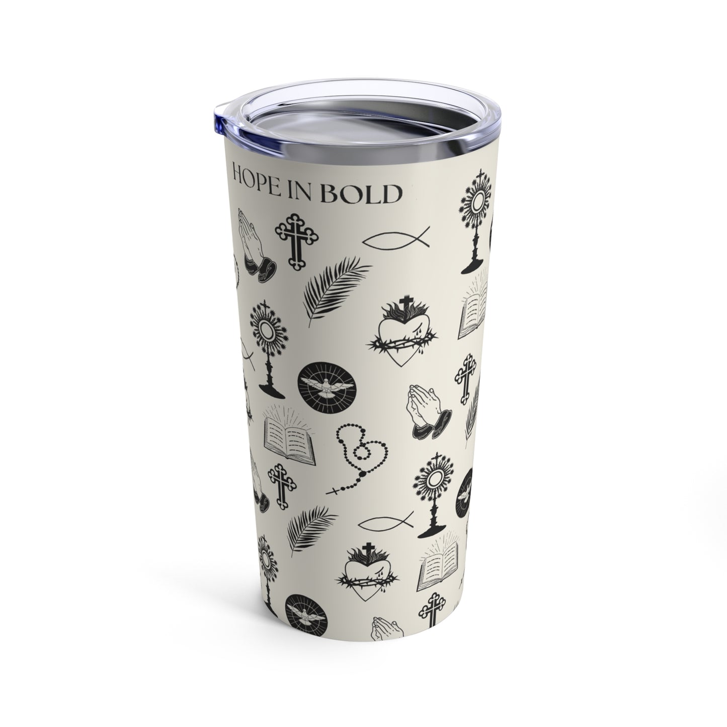 Catholic Toile Tumbler in Ecru/Black