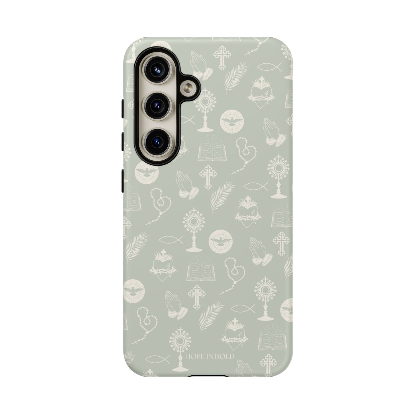 Catholic Toile Phone Case in Sage/Ecru