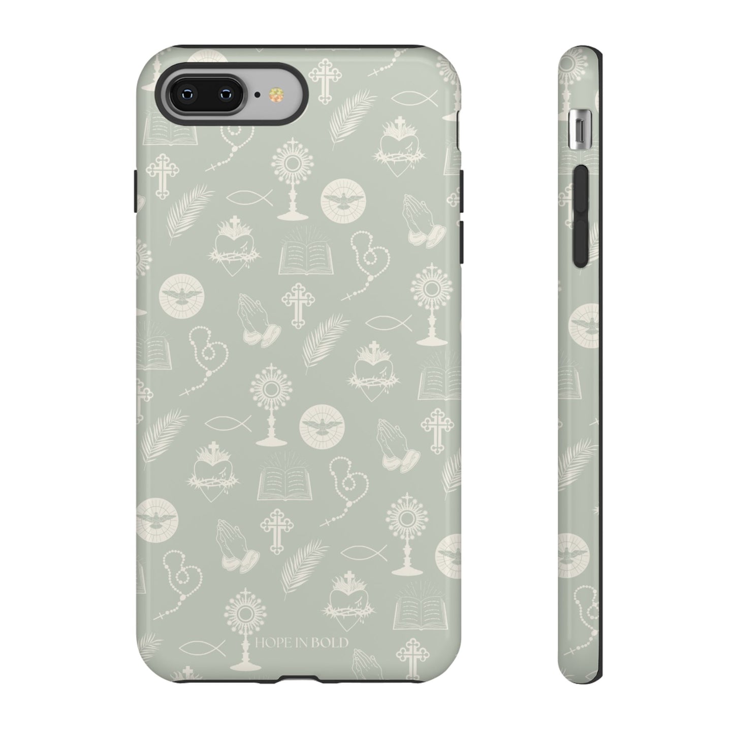 Catholic Toile Phone Case in Sage/Ecru