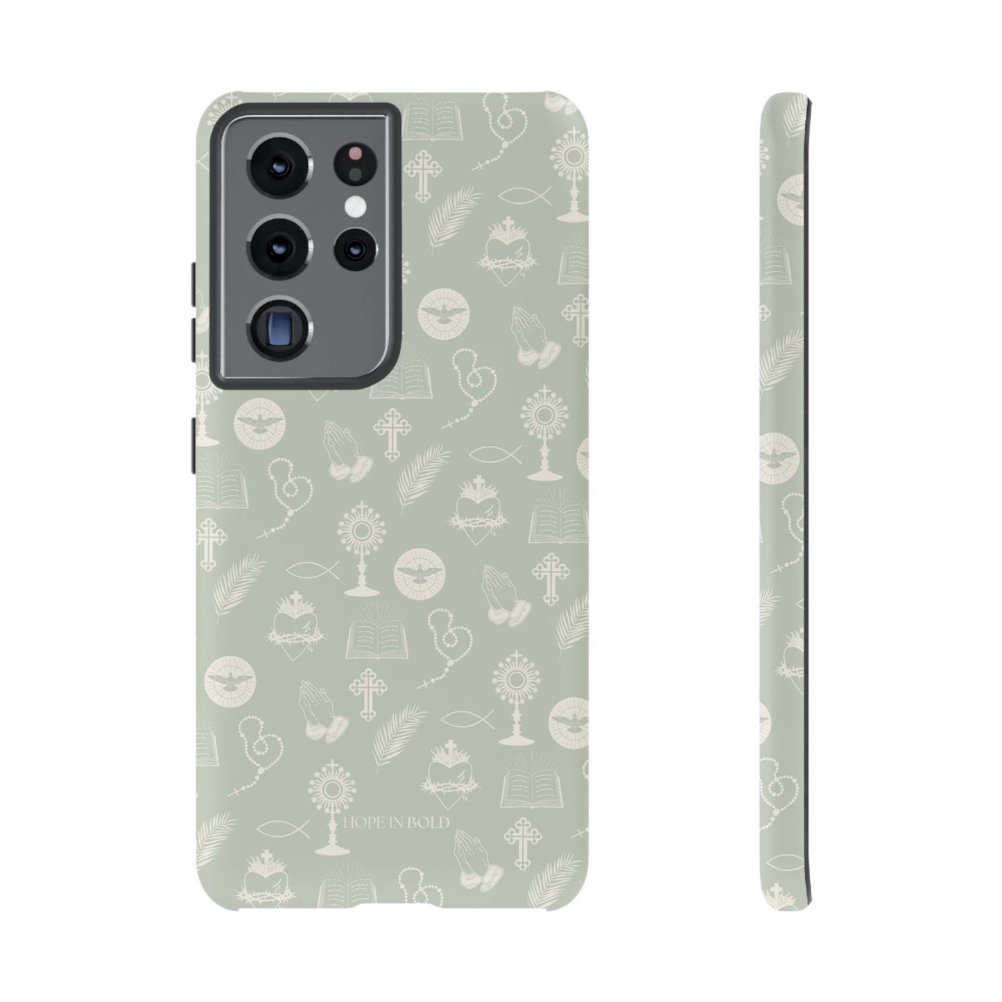 Catholic Toile Phone Case in Sage/Ecru