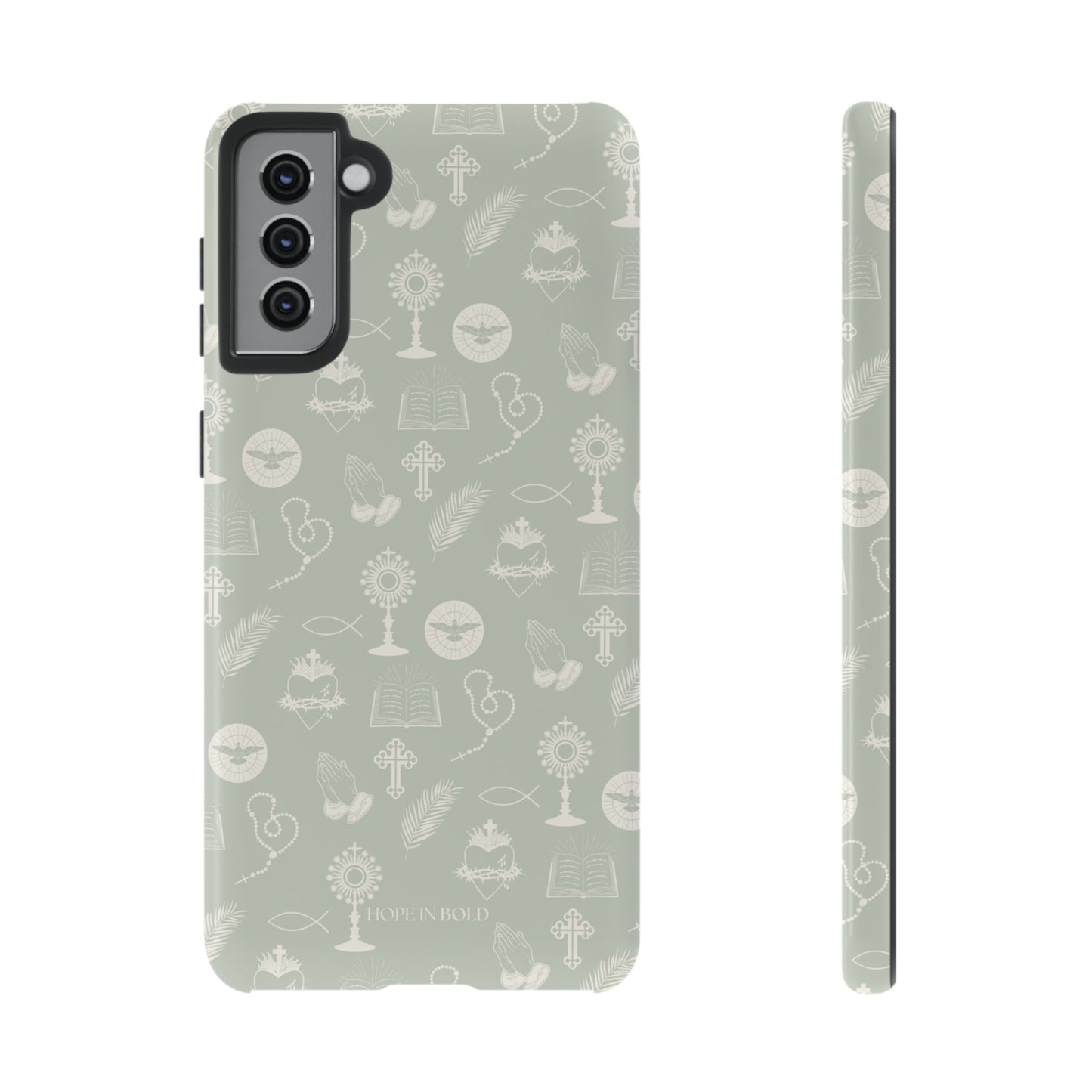 Catholic Toile Phone Case in Sage/Ecru