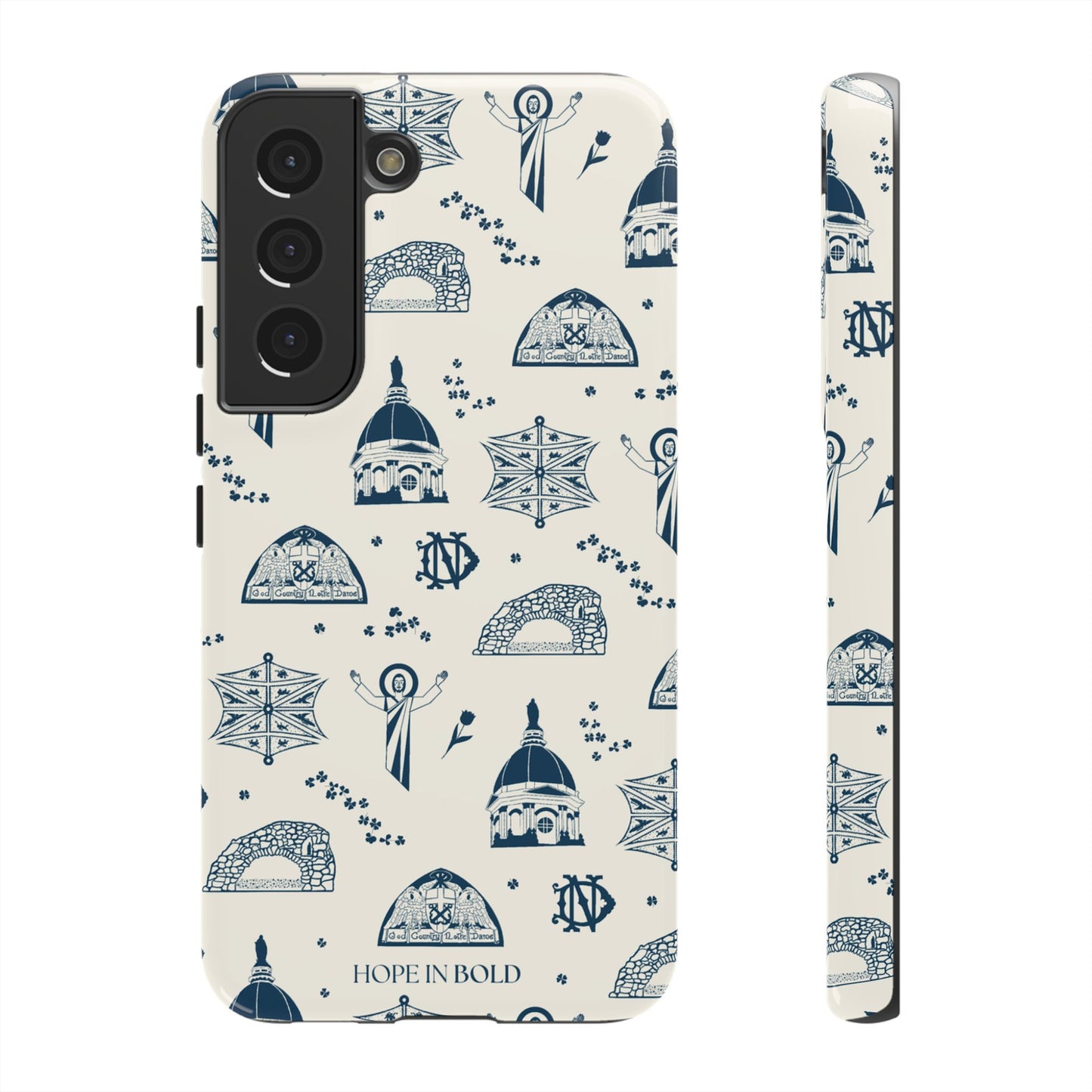 South Bend Toile Phone Case in Ecru/Navy