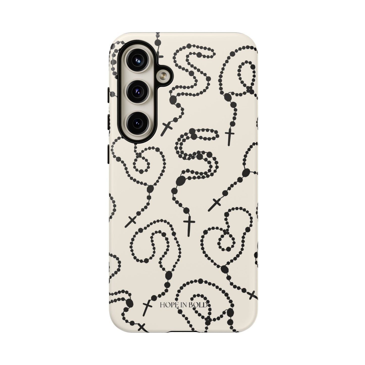 Rosary Phone Case in Ecru/Black