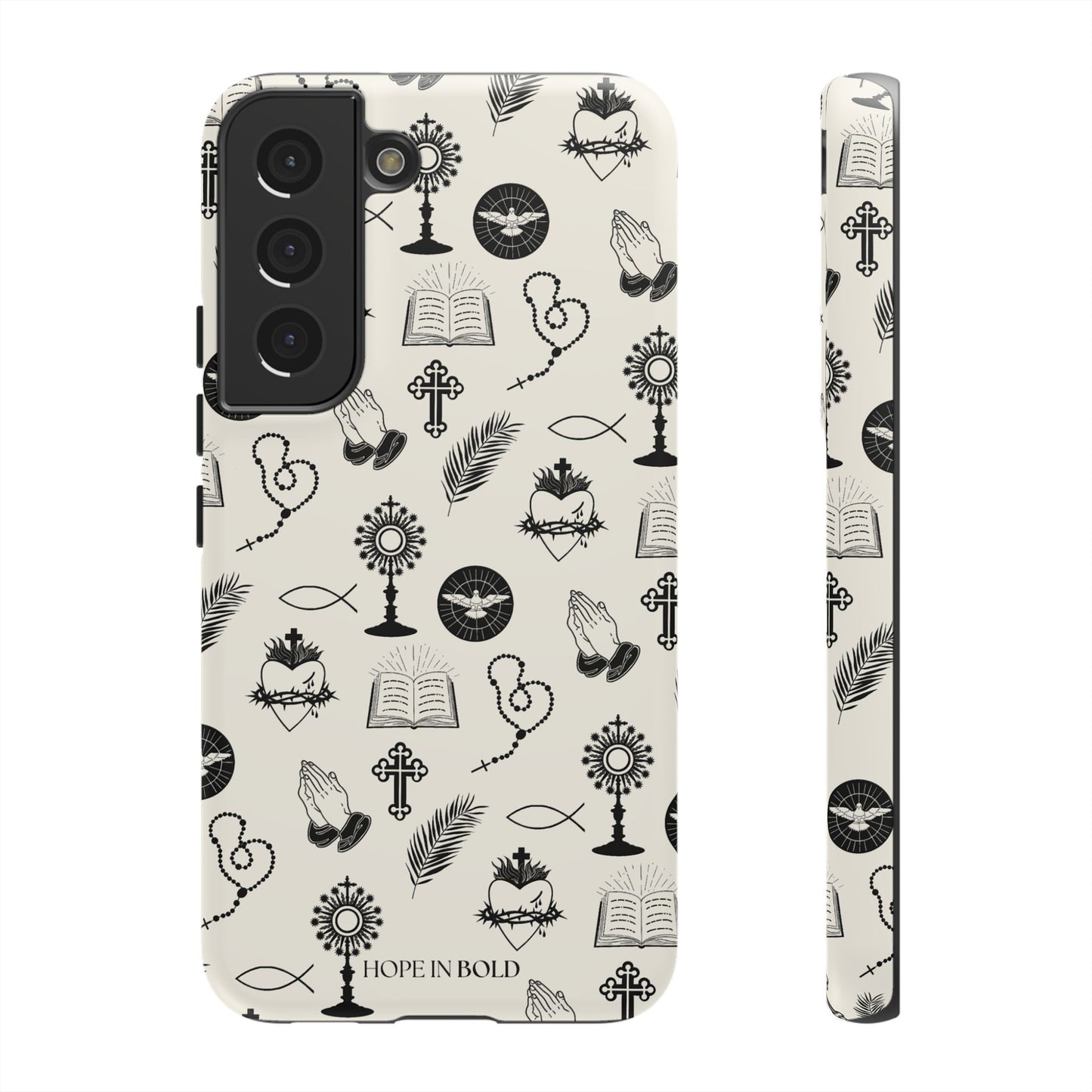 Catholic Toile Phone Case in Ecru/Black