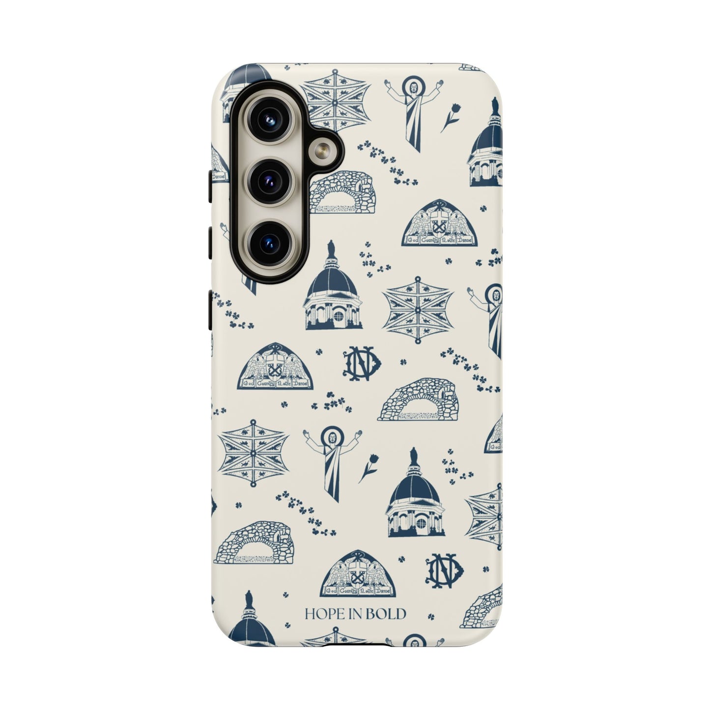 South Bend Toile Phone Case in Ecru/Navy