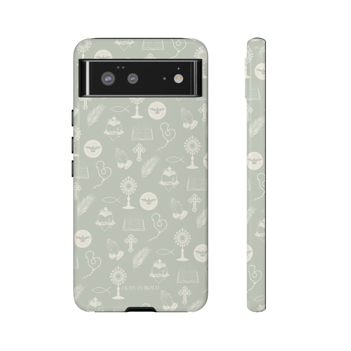 Catholic Toile Phone Case in Sage/Ecru