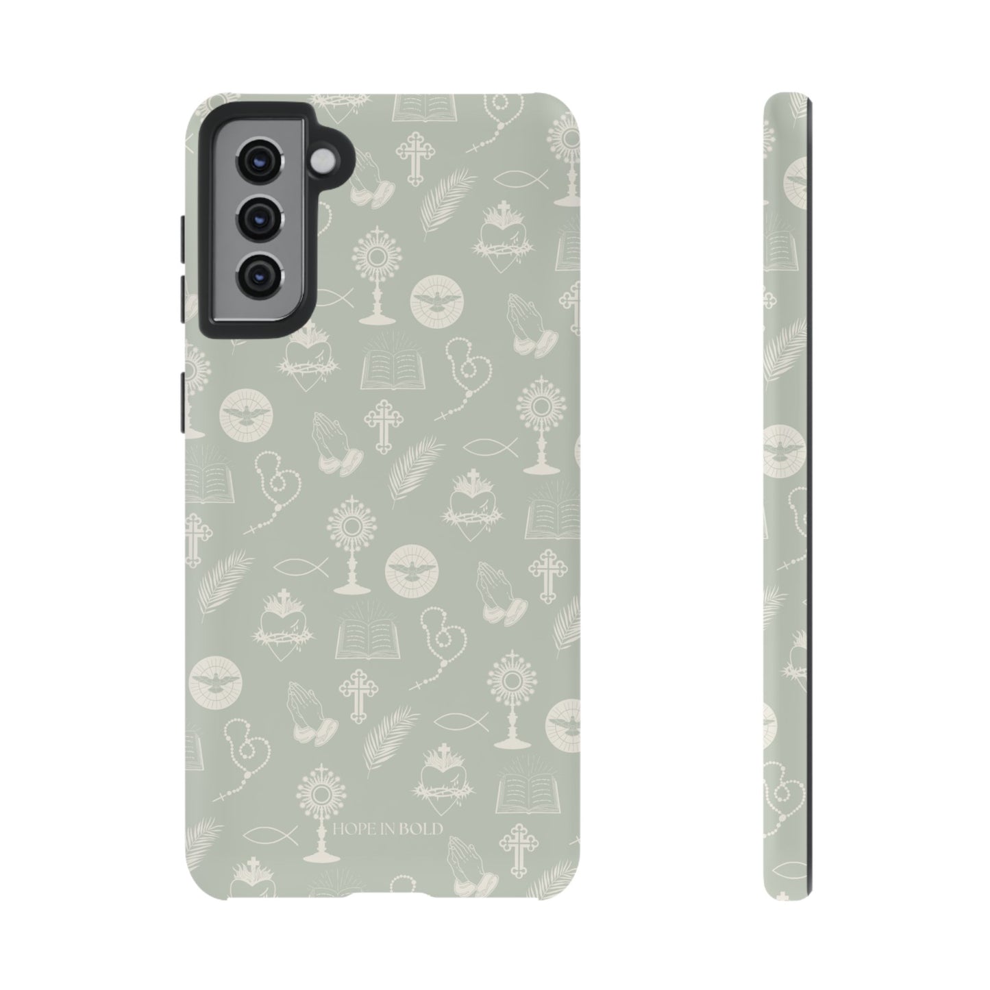 Catholic Toile Phone Case in Sage/Ecru