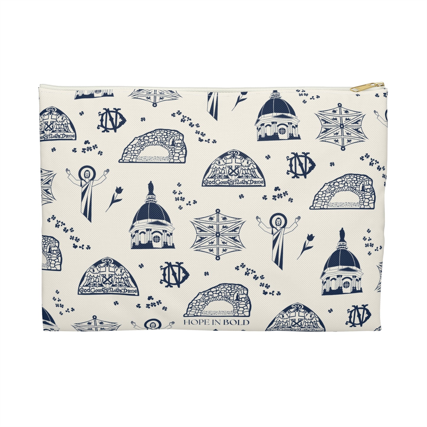 South Bend Toile Accessory Pouch in Ecru/Navy