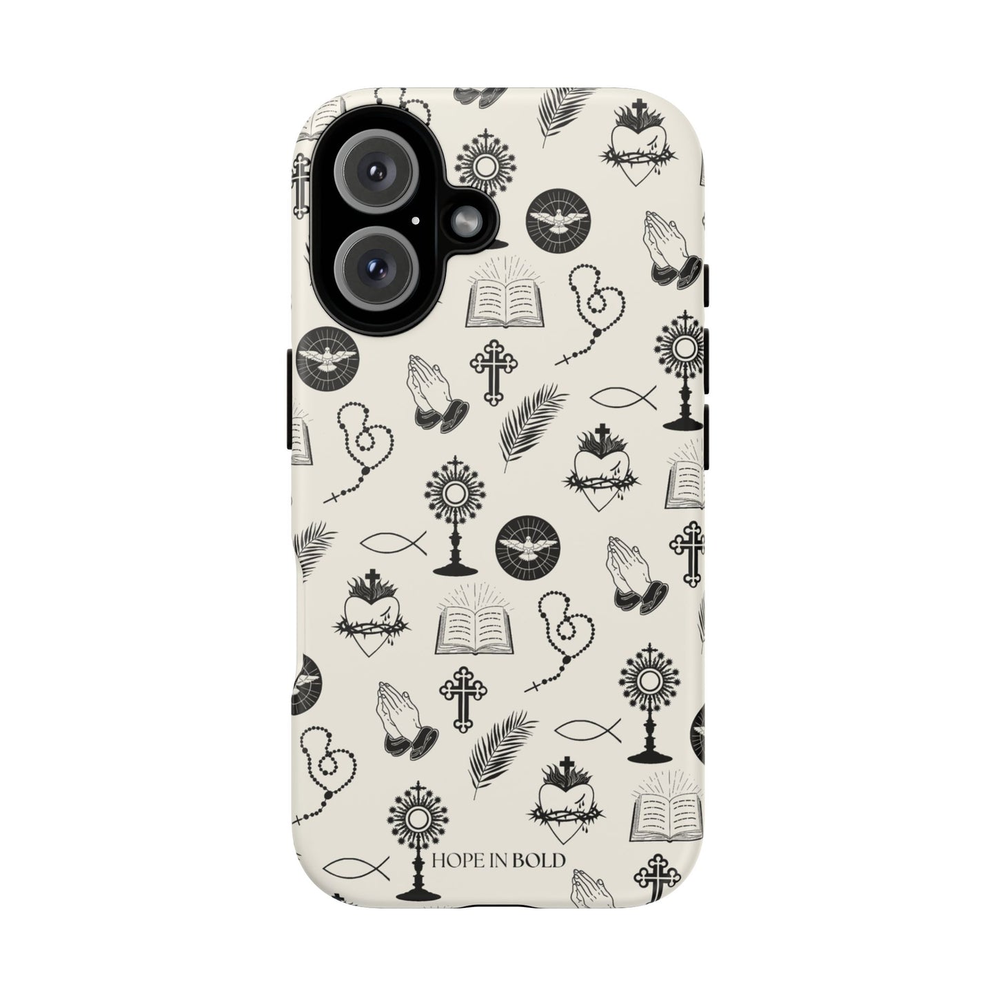 Catholic Toile Phone Case in Ecru/Black