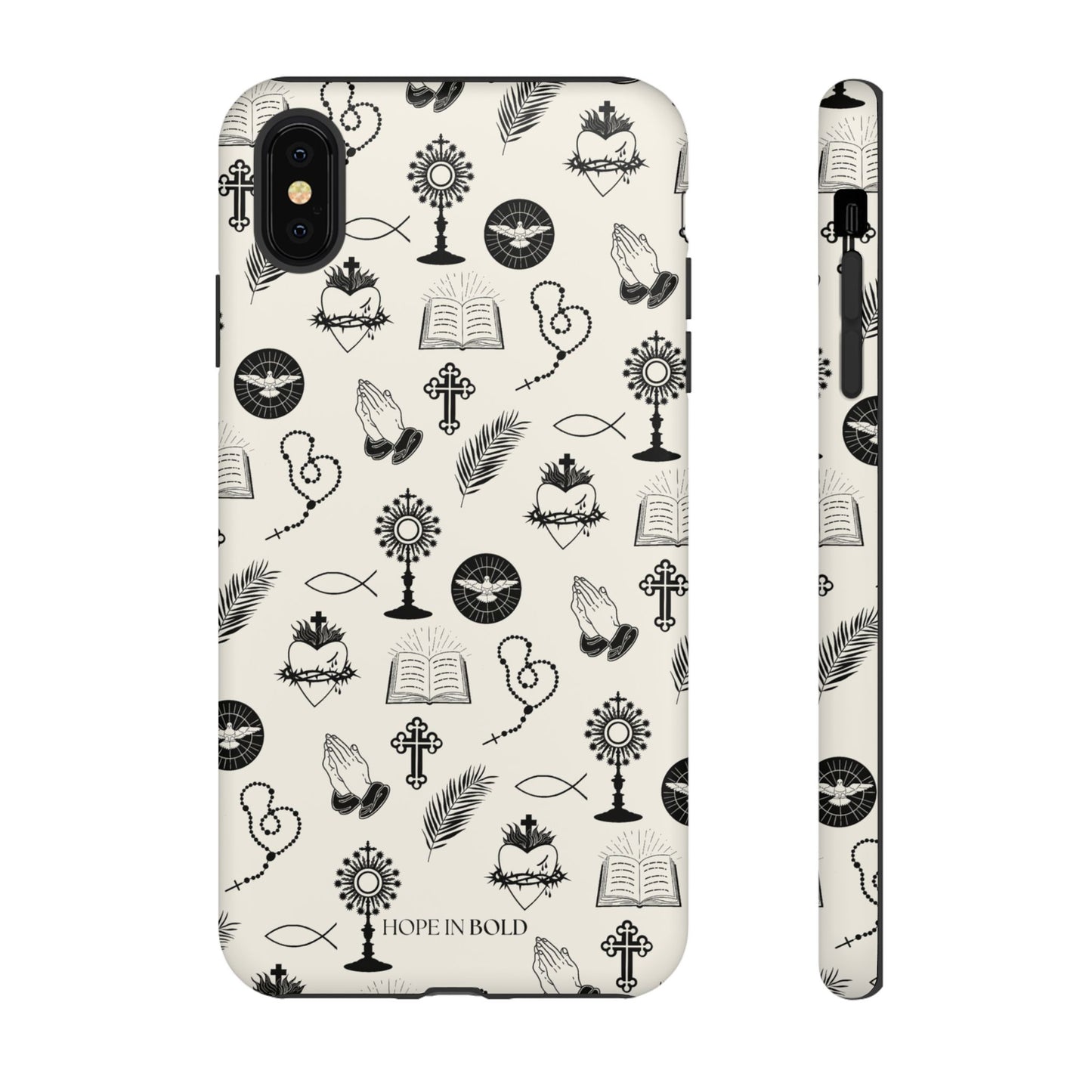 Catholic Toile Phone Case in Ecru/Black