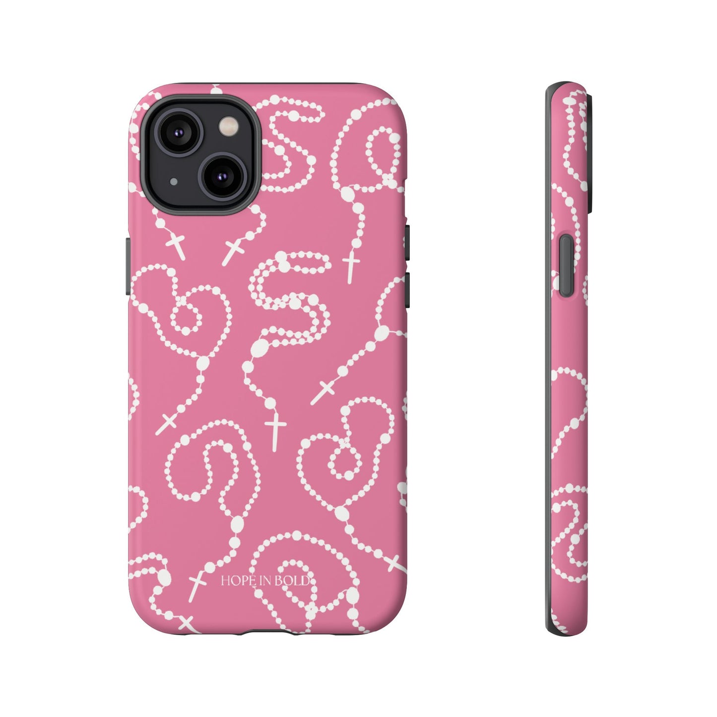 Rosary Phone Case in Pink/Ecru