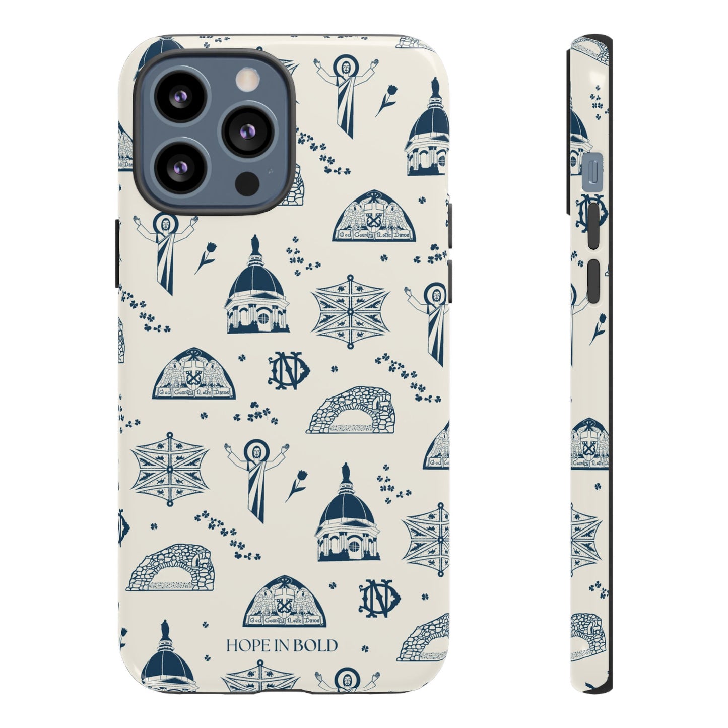 South Bend Toile Phone Case in Ecru/Navy