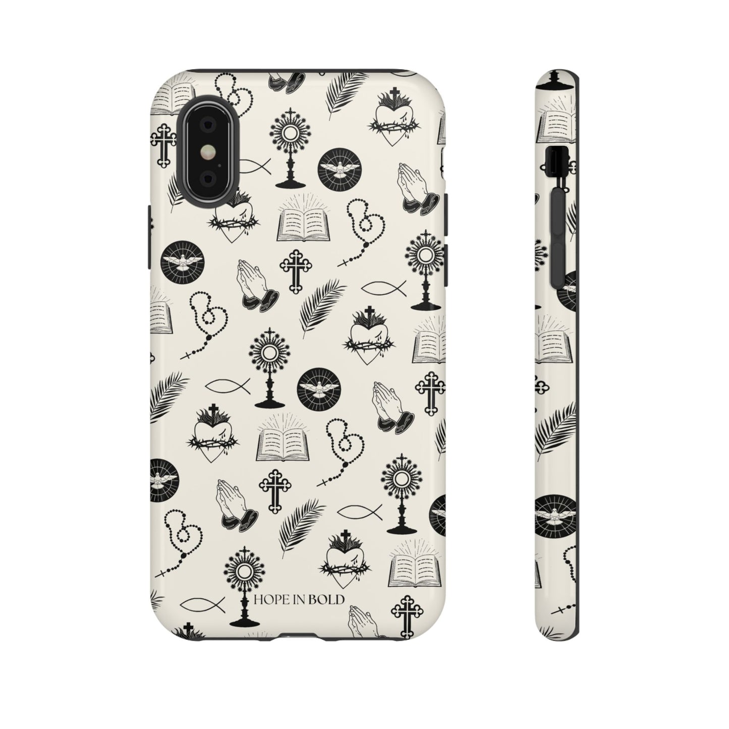 Catholic Toile Phone Case in Ecru/Black