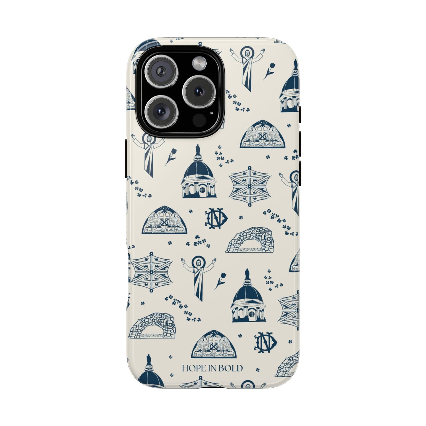 South Bend Toile Phone Case in Ecru/Navy