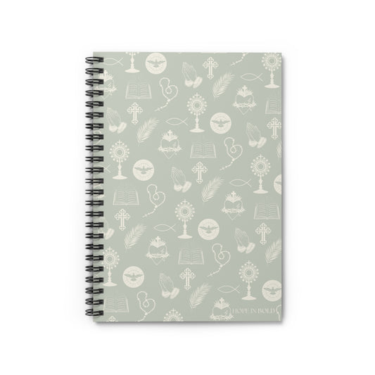 Catholic Toile Spiral Notebook in Sage/Ecru