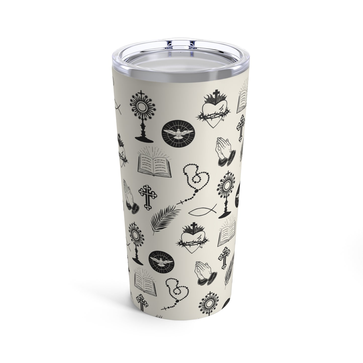 Catholic Toile Tumbler in Ecru/Black