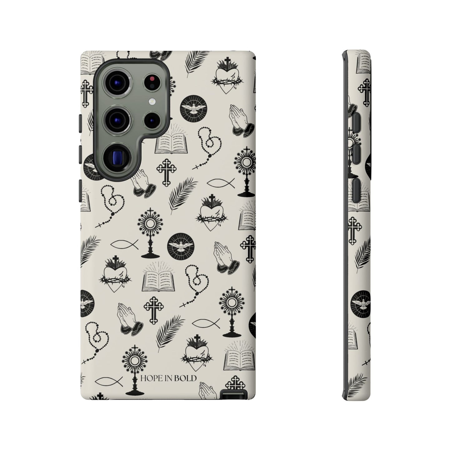 Catholic Toile Phone Case in Ecru/Black