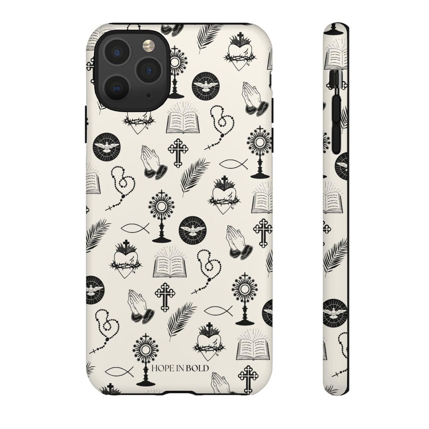 Catholic Toile Phone Case in Ecru/Black