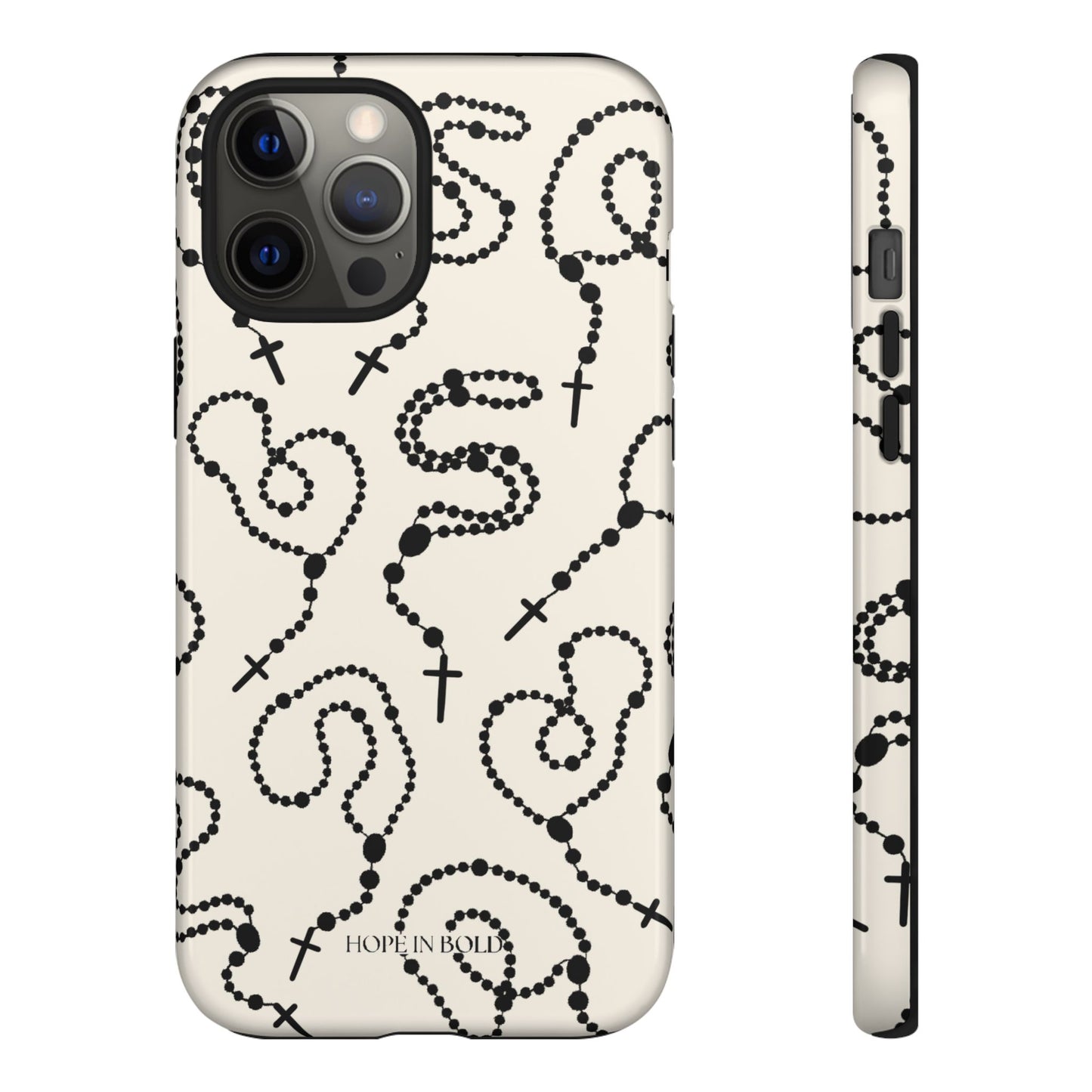 Rosary Phone Case in Ecru/Black