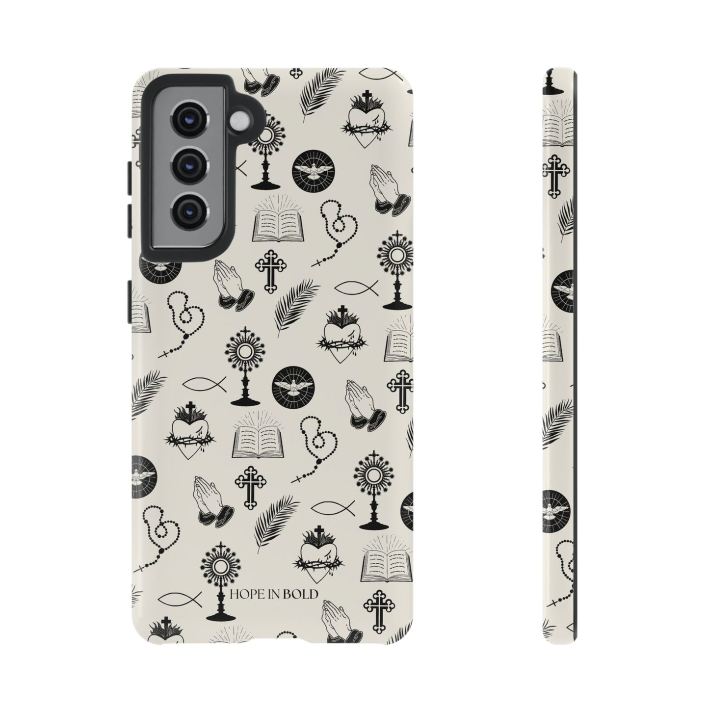 Catholic Toile Phone Case in Ecru/Black