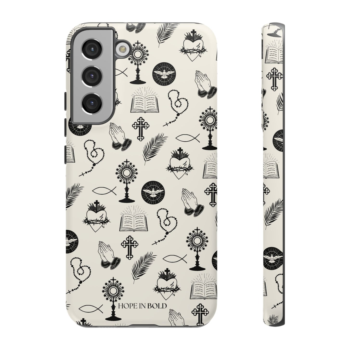 Catholic Toile Phone Case in Ecru/Black