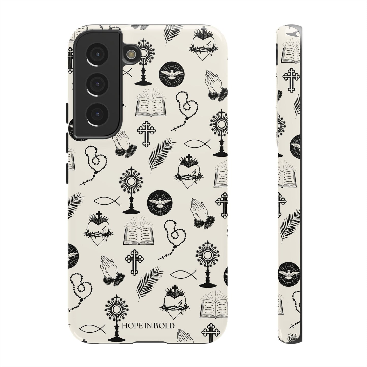 Catholic Toile Phone Case in Ecru/Black