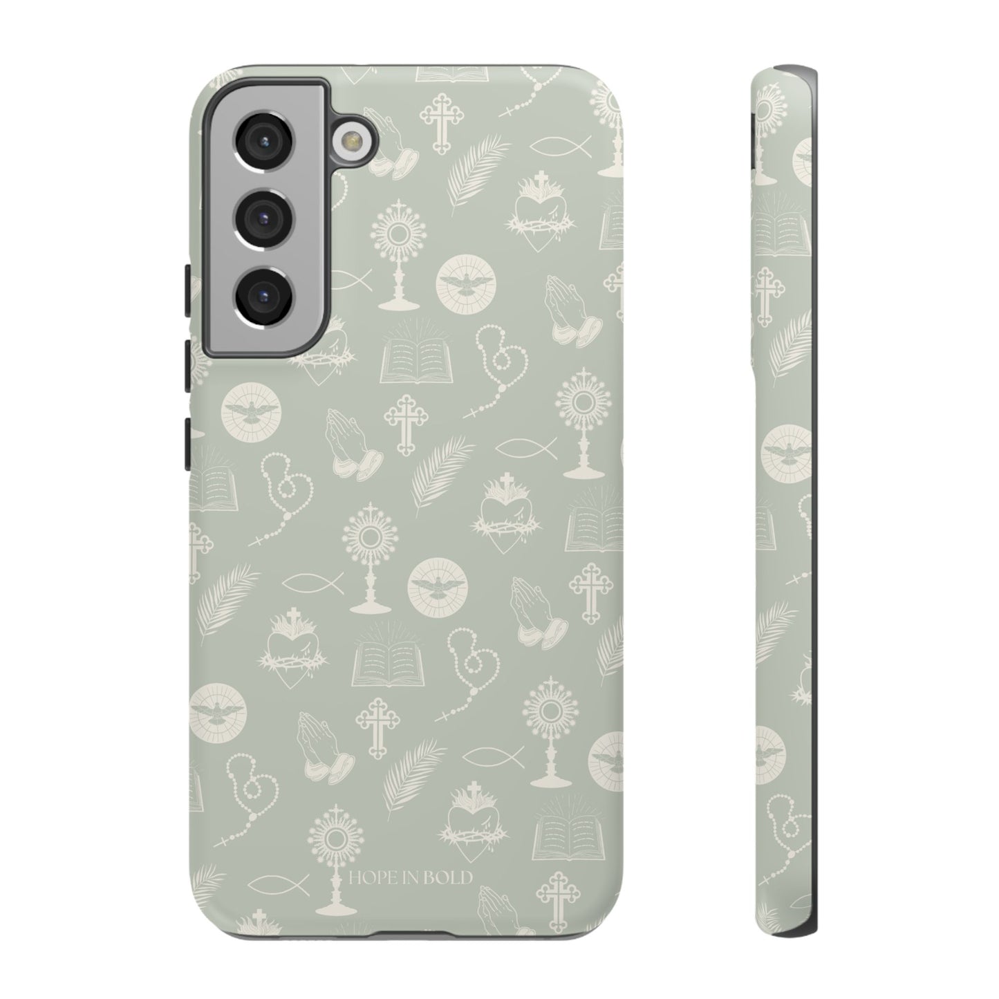 Catholic Toile Phone Case in Sage/Ecru