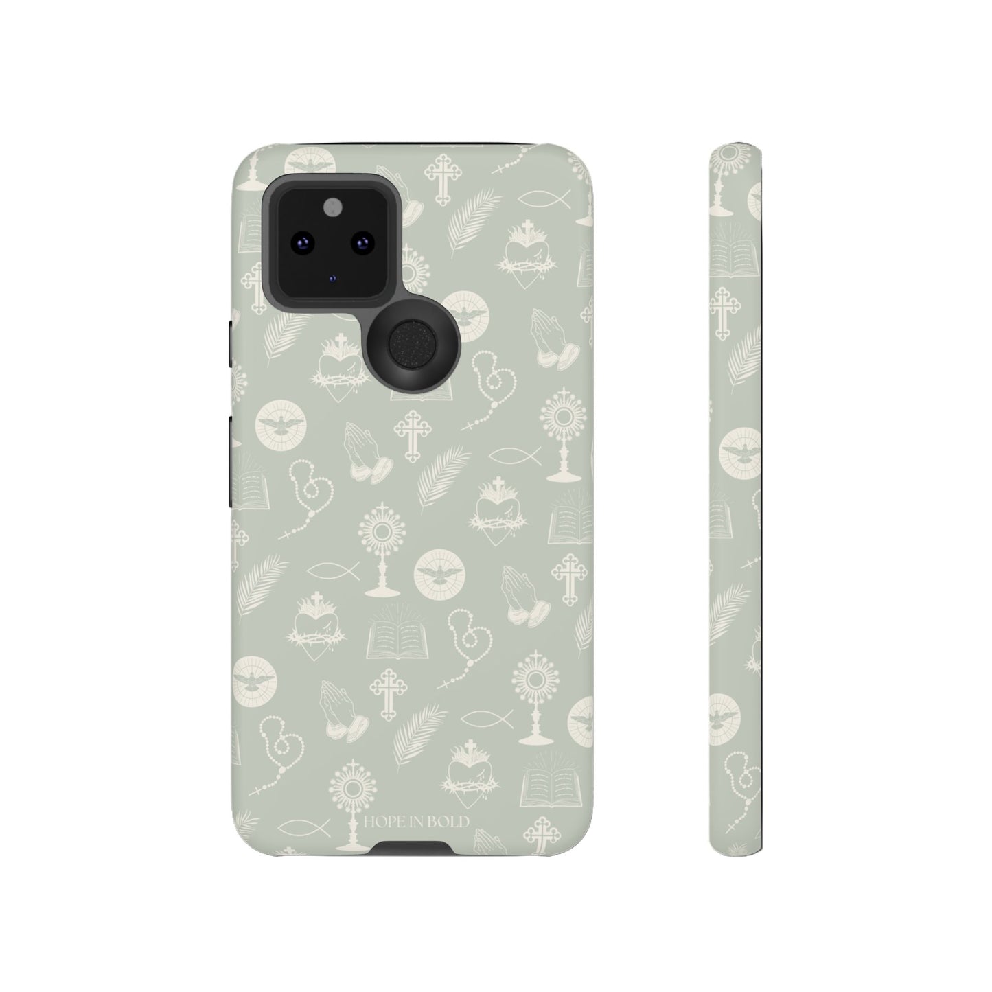 Catholic Toile Phone Case in Sage/Ecru