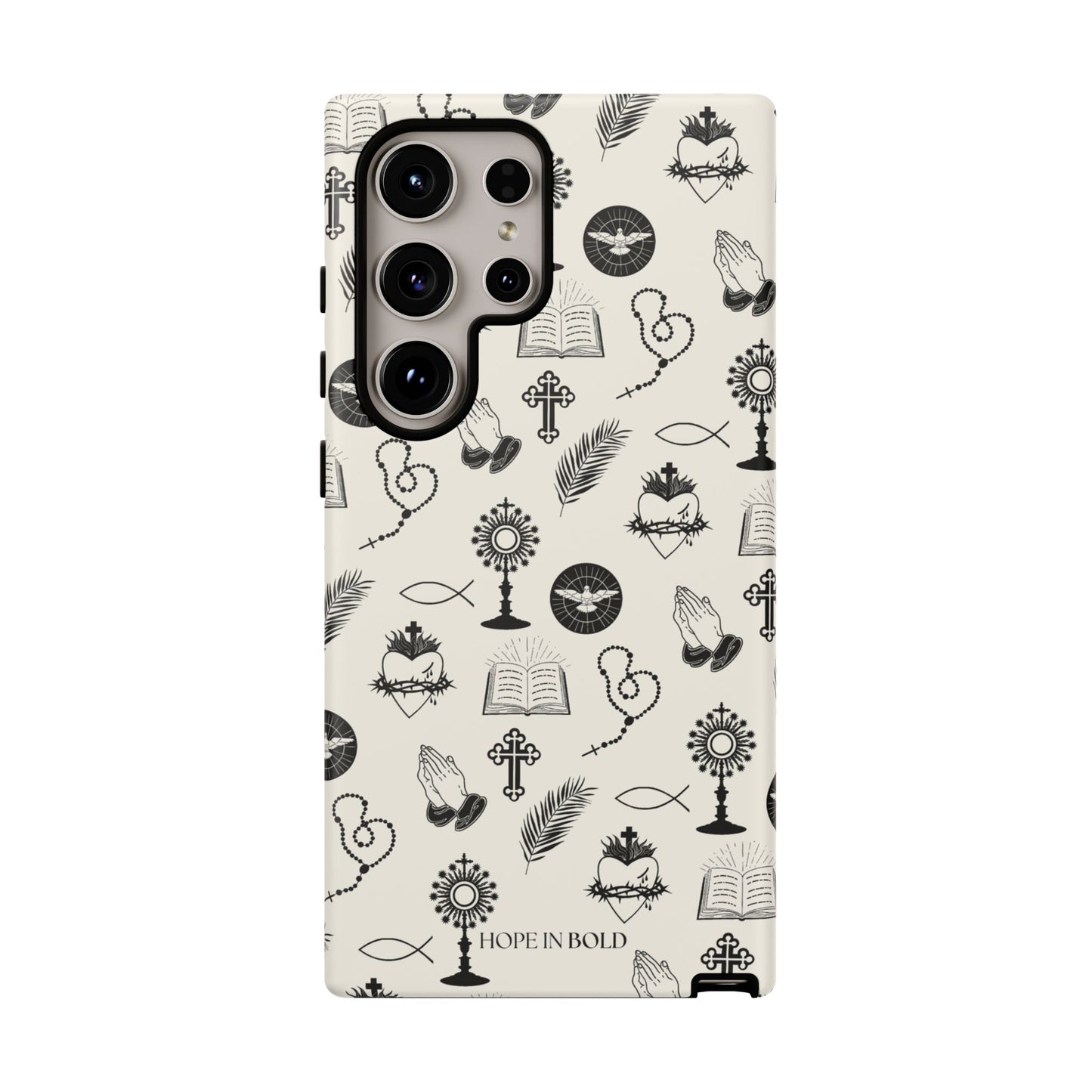 Catholic Toile Phone Case in Ecru/Black