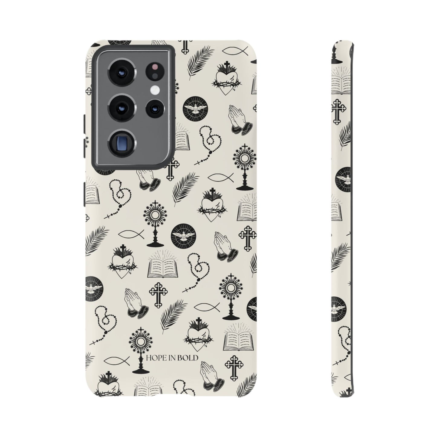 Catholic Toile Phone Case in Ecru/Black