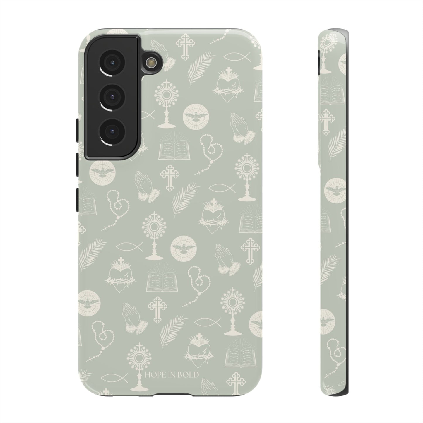 Catholic Toile Phone Case in Sage/Ecru