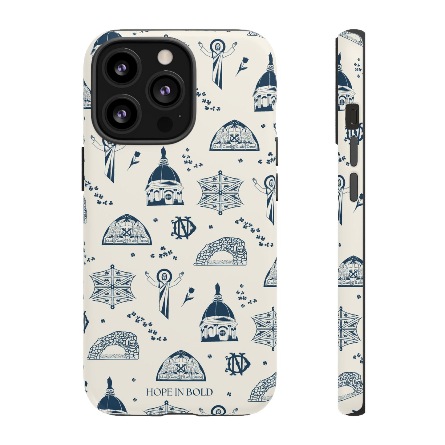 South Bend Toile Phone Case in Ecru/Navy