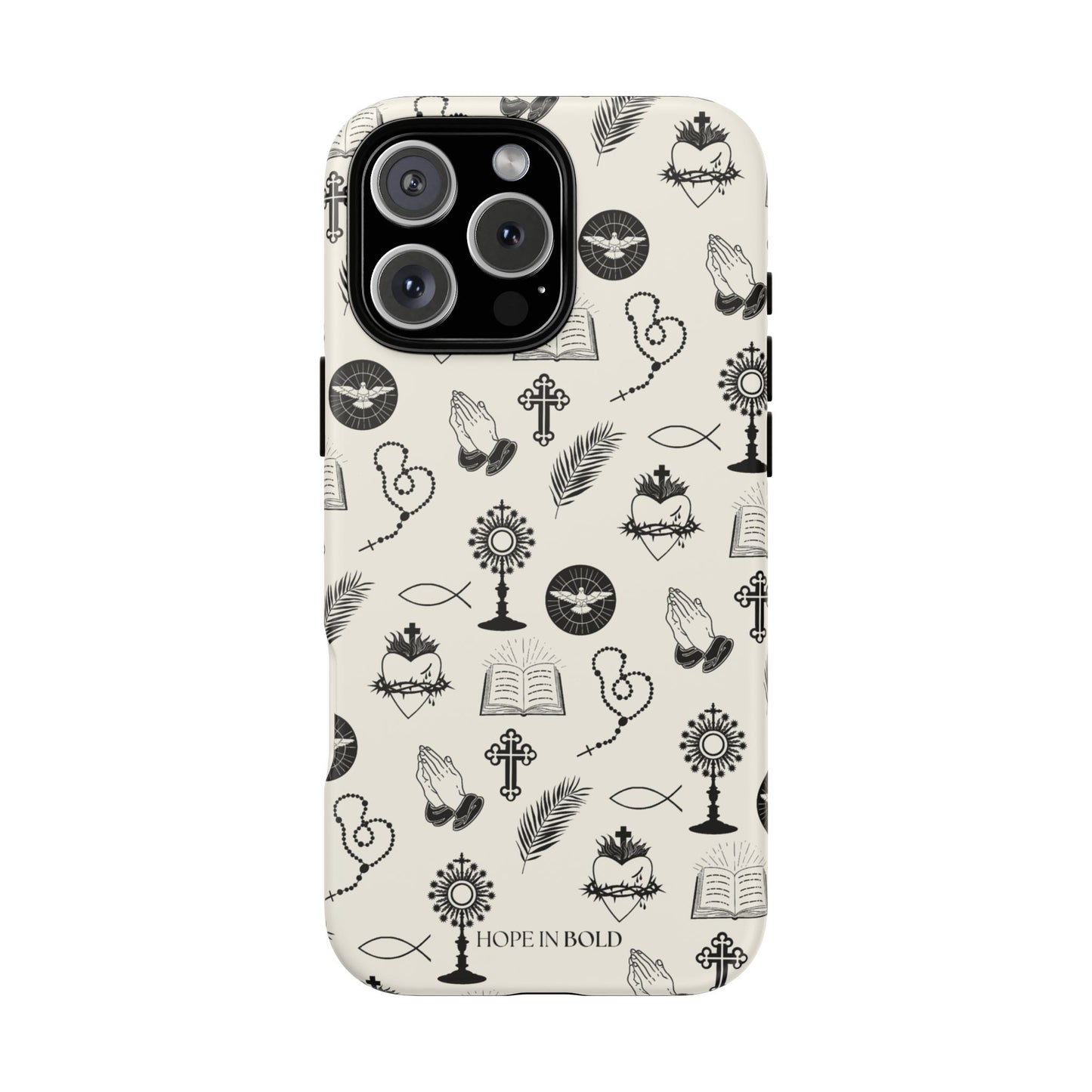 Catholic Toile Phone Case in Ecru/Black