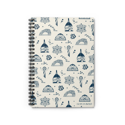 South Bend Toile Spiral Notebook in Ecru/Navy