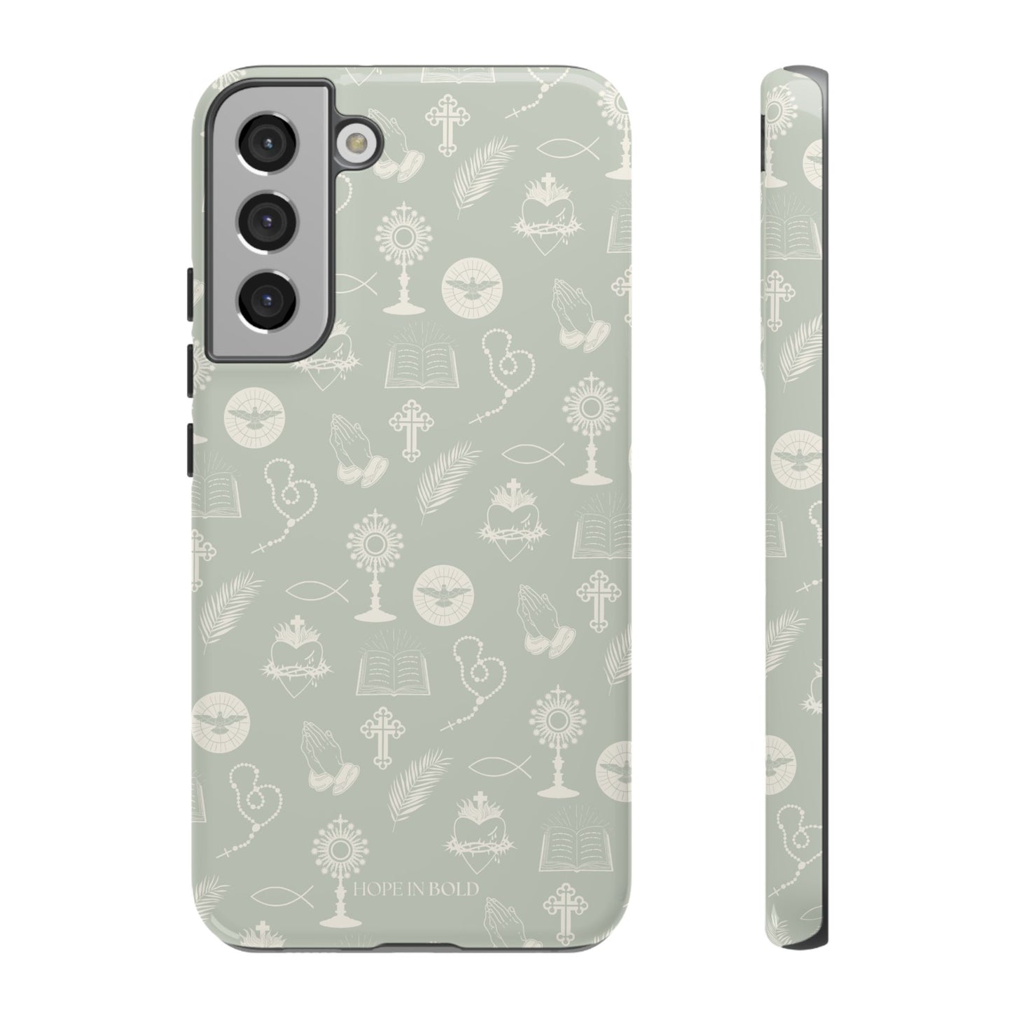 Catholic Toile Phone Case in Sage/Ecru