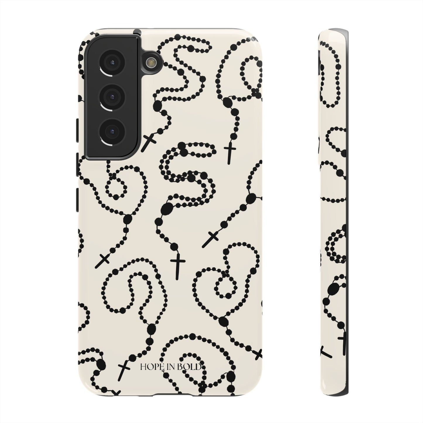 Rosary Phone Case in Ecru/Black