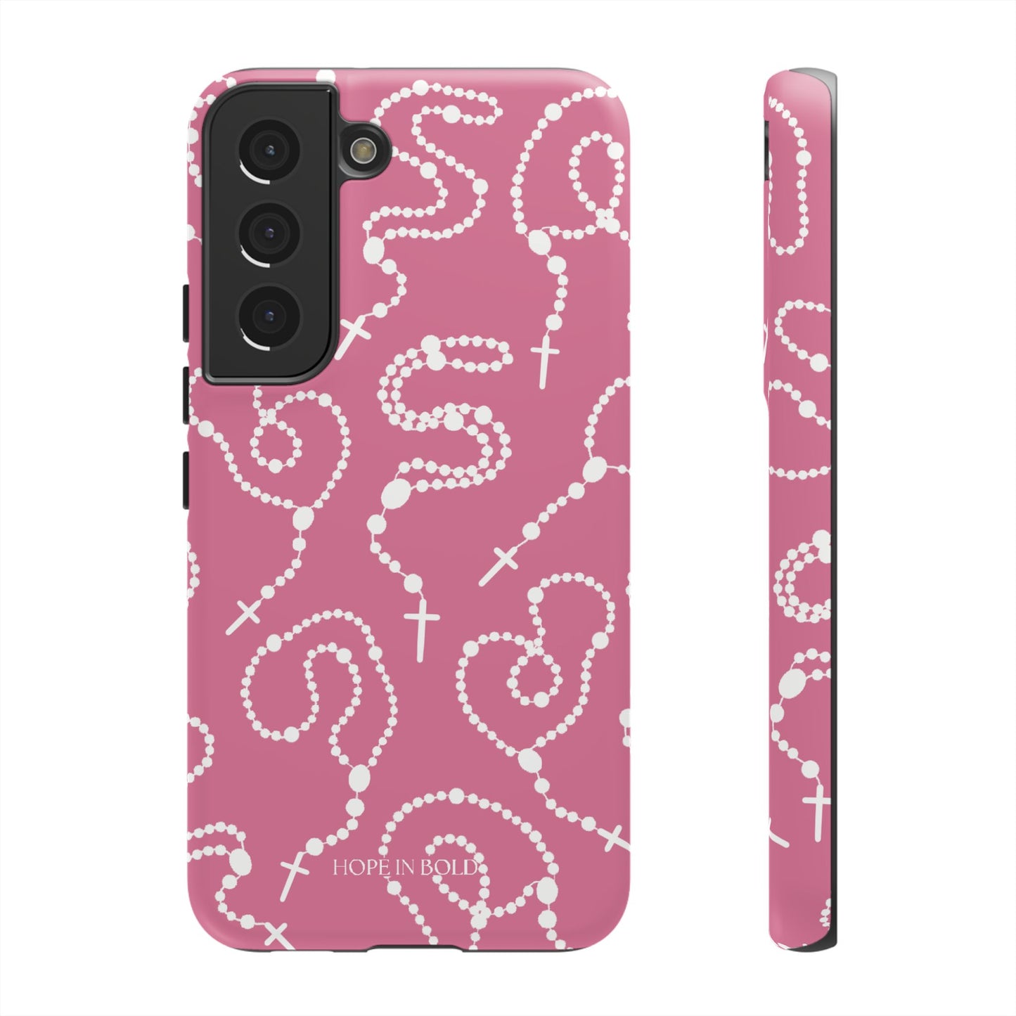 Rosary Phone Case in Pink/Ecru