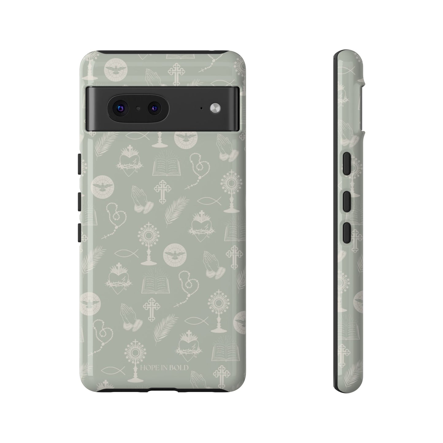 Catholic Toile Phone Case in Sage/Ecru